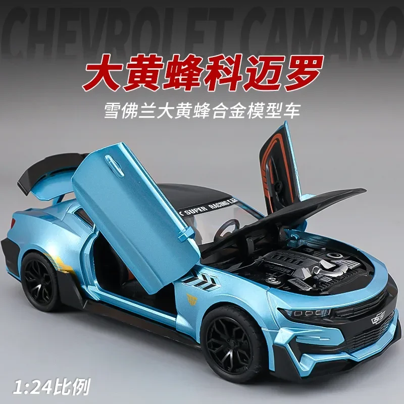 1:24 Chevrolet Camaro Horzel ﻿Legering Sportwagen Model Geluid En Licht Terugtrekken Metalen Voertuig Model Speelgoed Voor Kinderen Jongen Geschenken