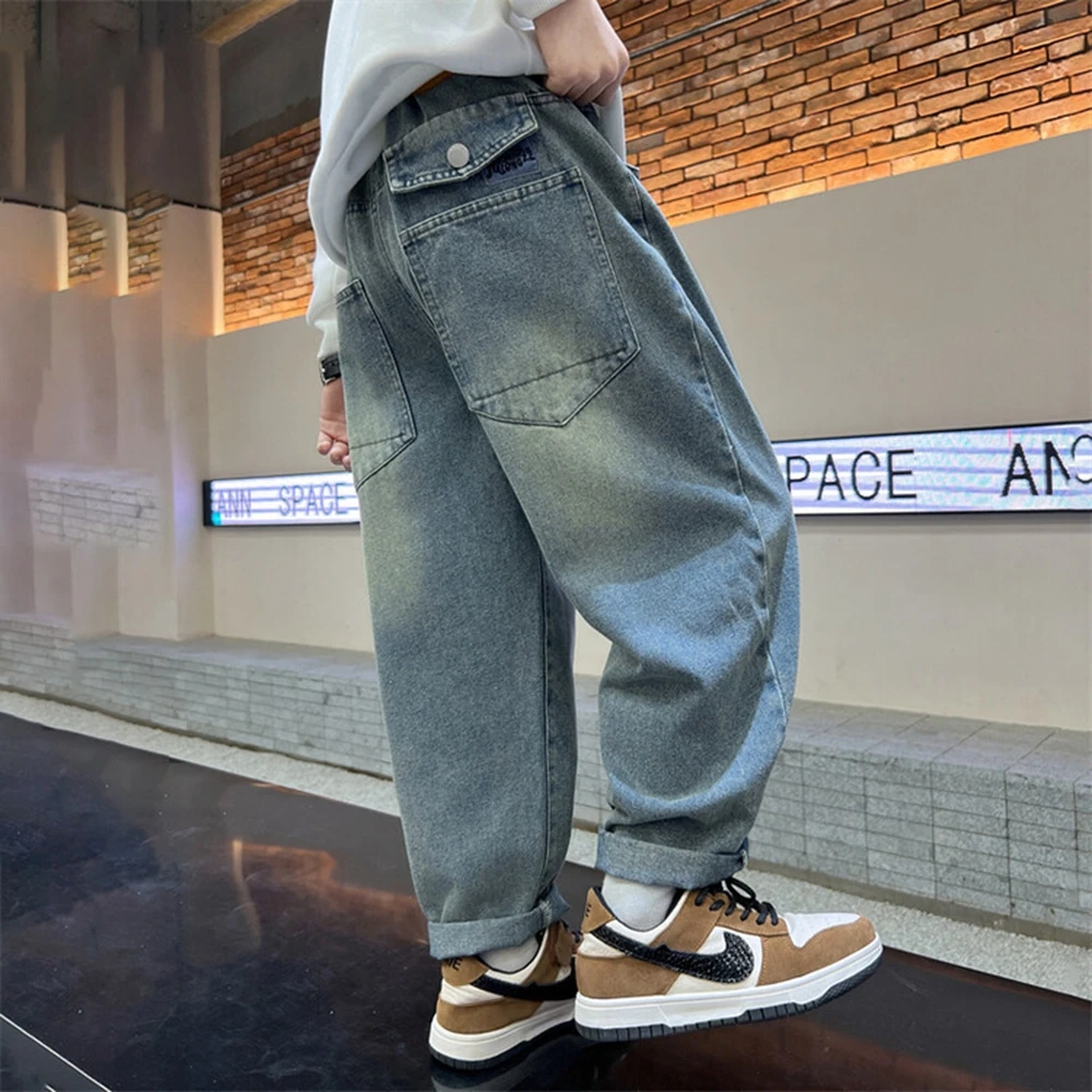 Teenage Boy Jeans Button Solid Color Children Jeans Casual Style Kids Jeans Spring Autumn Kids Clothes 4 6 810 11 12 13 14 Years