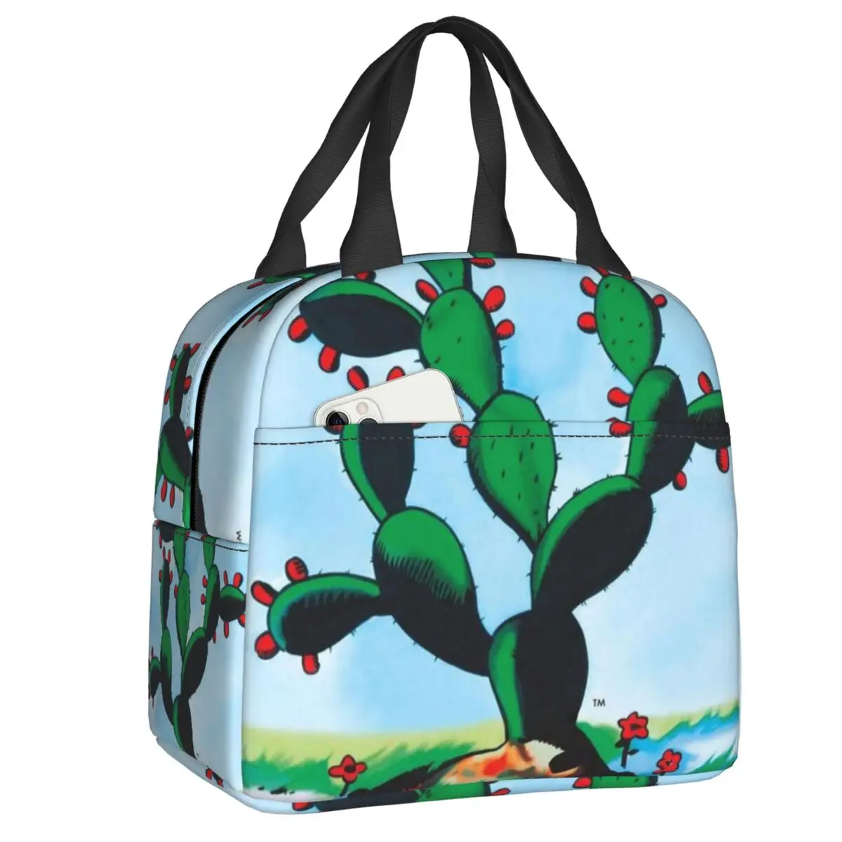 Custom El Nopal Cactus Loteria Card Mexican Bingo Lottery Portable Lunch Boxes Women Cooler Thermal Food Insulated Lunch Bag