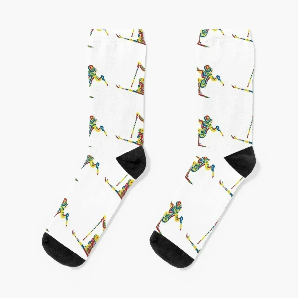 

Colorful Squiggle Skier Socks Run heated luxe fashionable Socks Girl Men's