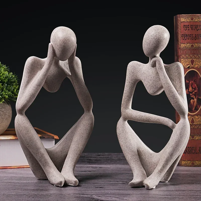 

Abstract Thinker Statue, Modern Art, Handmade Crafts Sculpture, Desktop Decor, Office Home Decoration, Resin Figurine