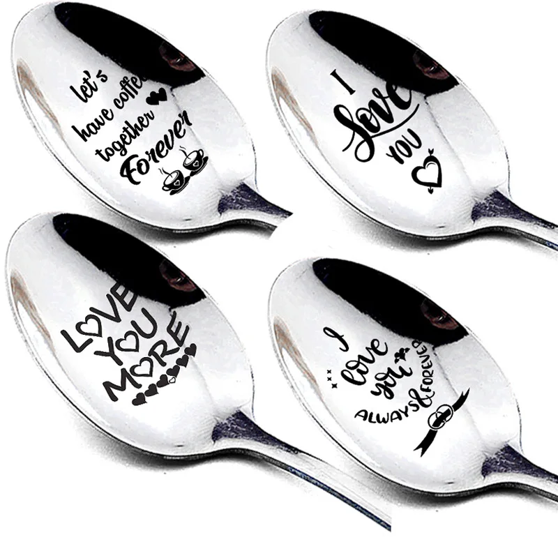 2023 Valentines Day Gift Anniversary Gift for Boyfriend Stainless Steel Spoon Good Morning Handsome Present Wedding Gifts