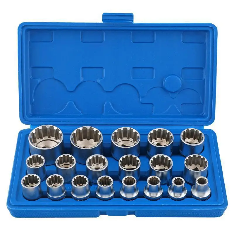 19pcs Auto Repair Tool Kit 1/2 Holder 12 Corner -tooth Plum Set Electric Wind Bargain Crv Steel Multifunctional Short Sleeve