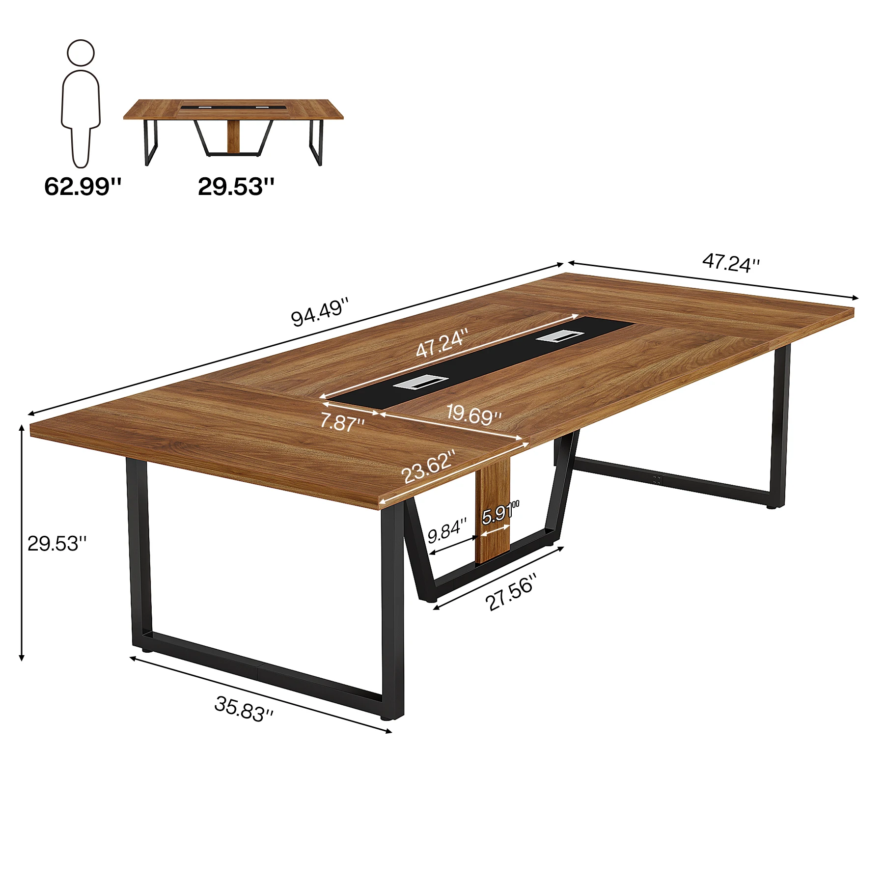 Tribesigns 8FT Conference Table, 94.49 L x 47.24 W x 29.53 H Inches Large Meeting Table Podcast Table for 10 People