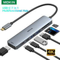 MOKiN 7 in 1 USB Hub USB Type C Hub to 4K60hz HDMI 5Gbps USB3.0 SD/TF Card Reader 100W PD3.0 for MacBook Pro Air HP Dell XPS PC