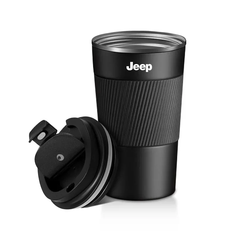 Stainless Steel Coffee Thermos Mug Car Vacuum Flask Travel Thermal Cup for JEEP Wrangler Grand Cherokee Compass Renegade JK JL