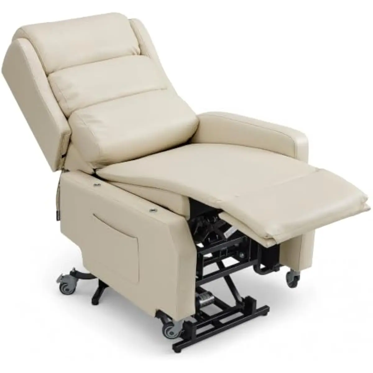 Electric Lift Recliner with 5-Inch Vertical Rise Adjustable Seat Height Swivel Casters Removable Armrests Waterfall Back Support