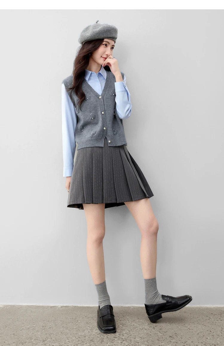 SENTUBILA Strickweste für Damen, Herbst 2026, neue ärmellose Strickjacke, lässige, einreihige Weste mit hohem Stretchanteil, W53JB2692 – Detail 19