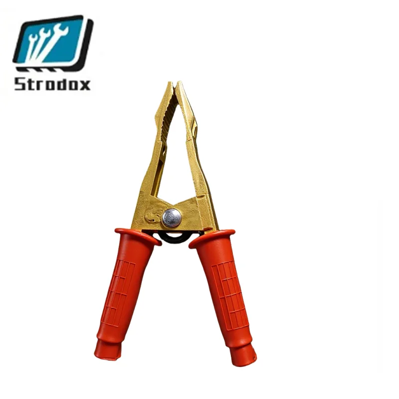 Earth Clamp 300A Brass Argon Arc Welding Ground Clip Electric Pliers Red+Black-2PCS