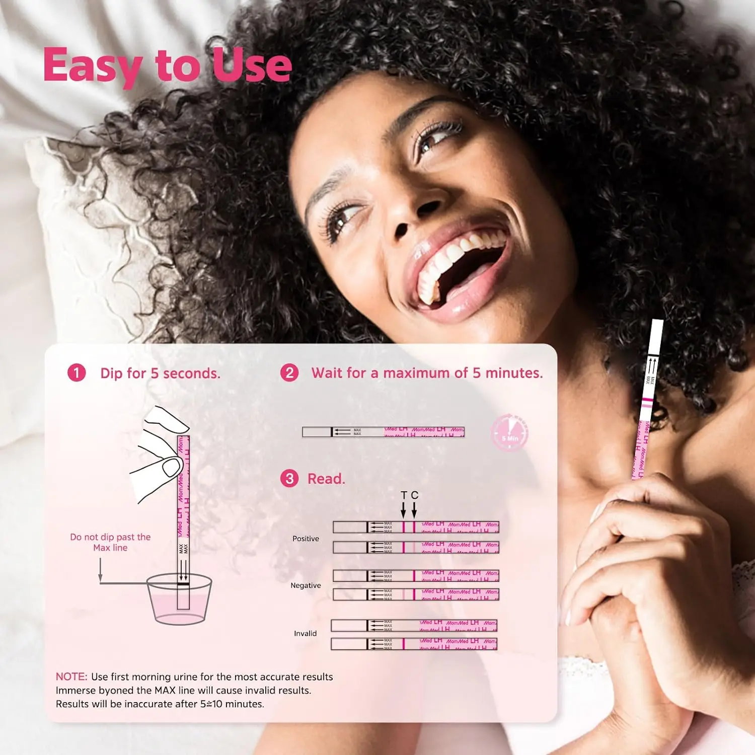 Bandelettes de test d'ovulation pour femmes, bandelettes de test LH précises, kits de prédicteur d'ovulation faciles à utiliser par échantillon d'urine