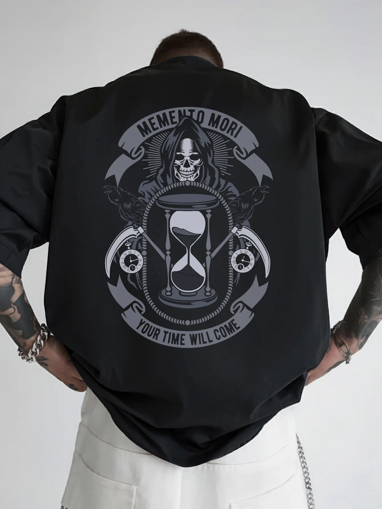 

Memento Mori Vintage T Shirt Men Cotton Retro Harajuku Oversized Tee Women Loose Summer Streetwear Novelty O-Neck Tops