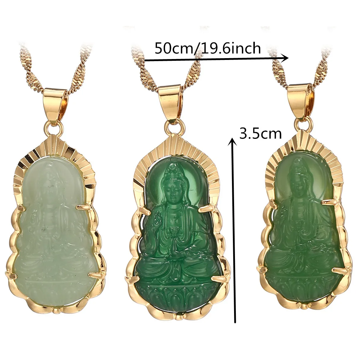 Green Guanyin Pendant Necklace Chinese Buddha Buddhist Ornament Maitreya Amulet Hinduism Jewelry