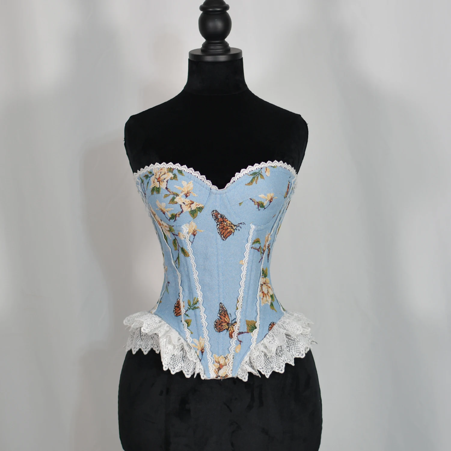 Vintage for Women Bustier Top Overbust Floral Printed Corset Fashion Corselets