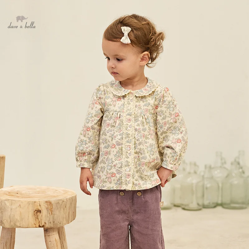 Dave Bella Children Blouse Clothes Autumn Girl Baby Lovely Sweet Floral Comfortable Fashion Casual Top OutdoorDB3236353