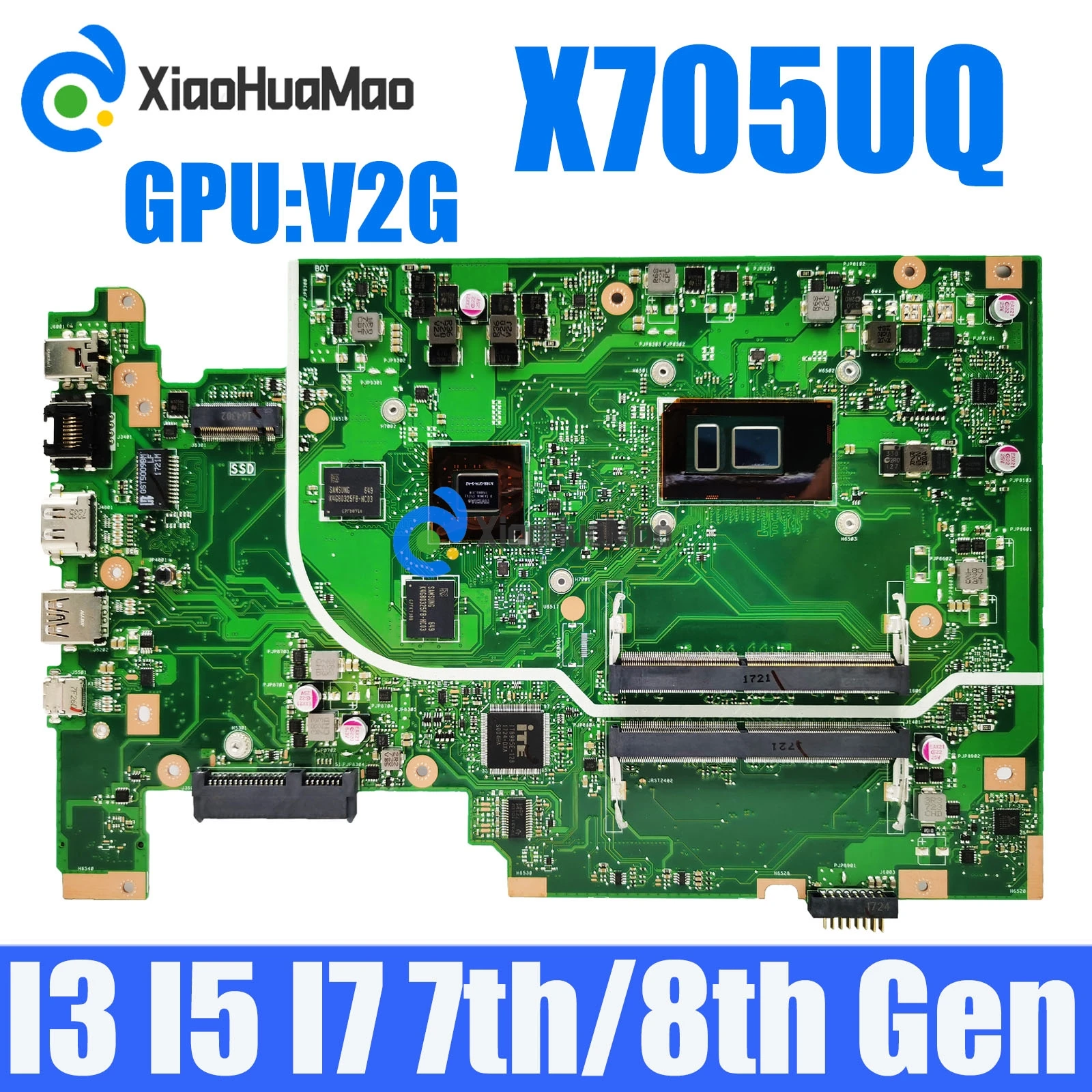 

X705UQ With i3/i5/i7 CPU V2G GPU Laptop Motherboard For Asus X705UA X705UNR X705UBR X705UN X705UV X705UQR X705UQ Mainboard