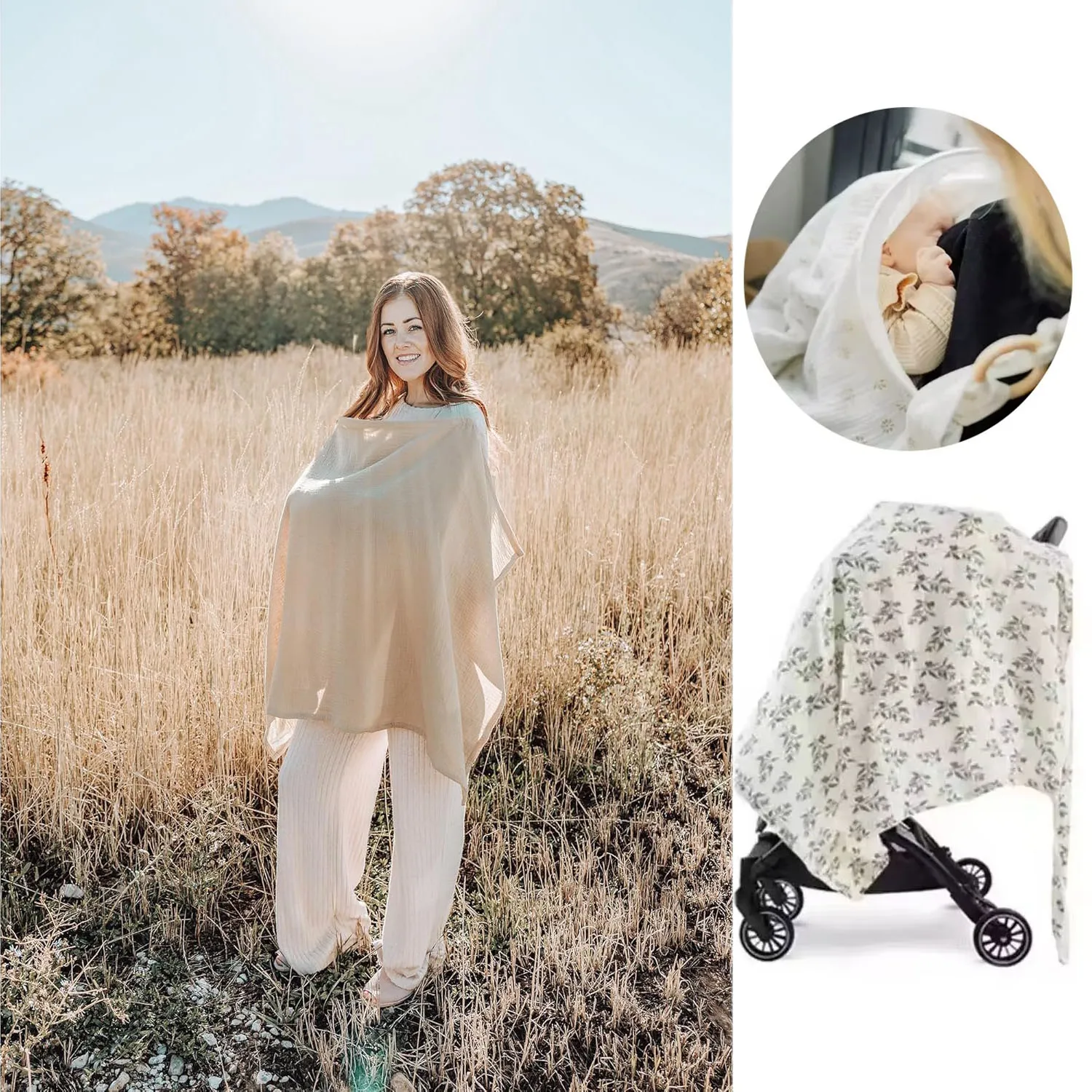 

Muslin Nursing Cover For Baby Breastfeeding Breathable Cotton Breastfeeding Cover Mother Nursing Apron Multi-use Car Seat Canopy