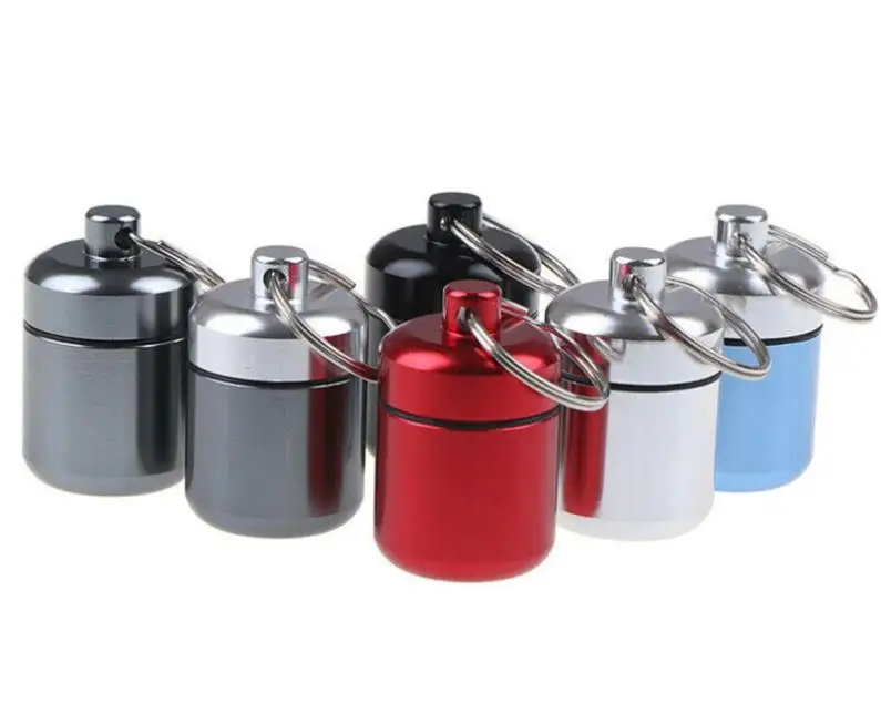 Mini Portable Aluminium Pill Case Keychain Outdoor Pocket Pill Box Container Carry Bottle Case Earplugs Box  SN4405