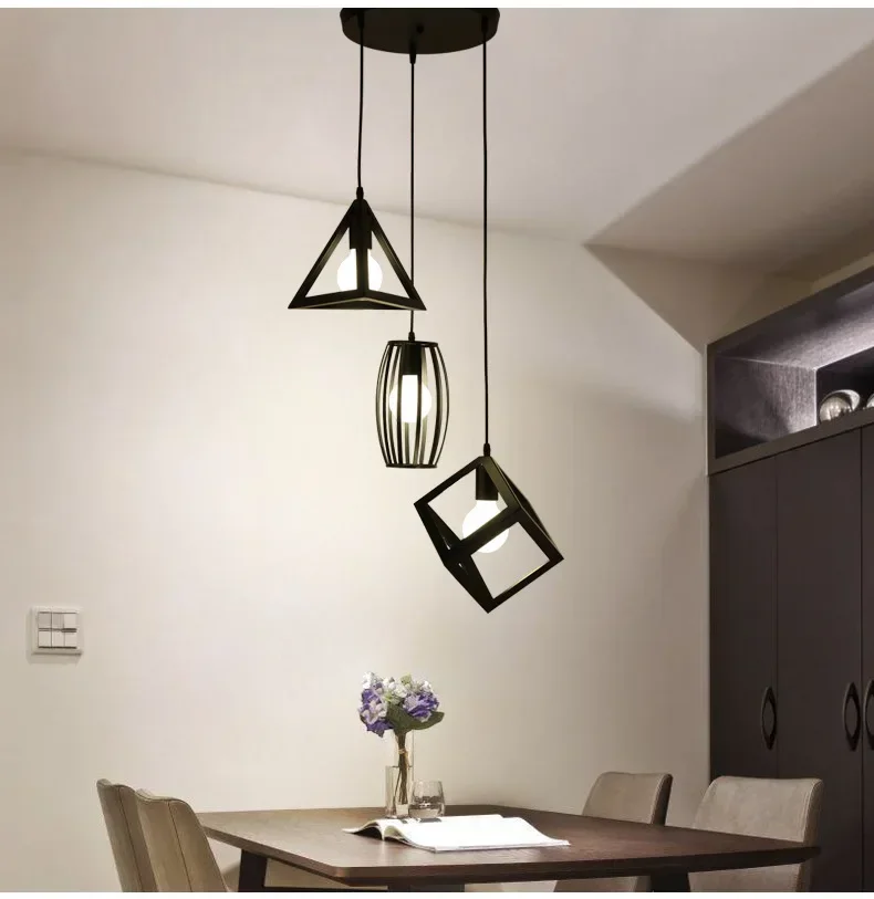 

Personality restaurant chandelier Nordic clothing store bedroom study simple modern geometric bar small chandelier three