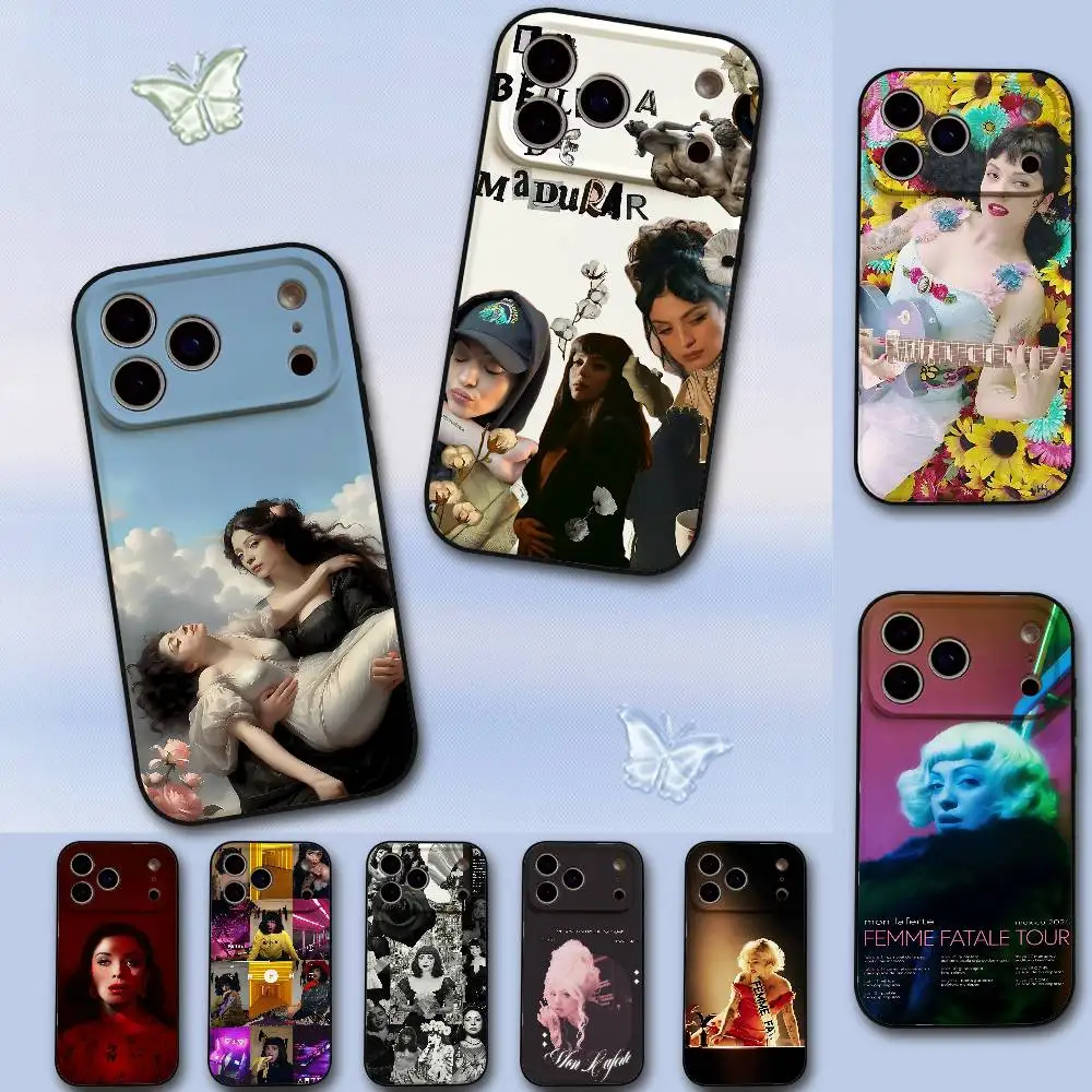 Funda de Silicona Negra FEMME FATALE M-Mon L-Laferte para iPhone 17, 16, 15, 14, 13 Pro Max, 11, 12 Mini, X, Xs, XR