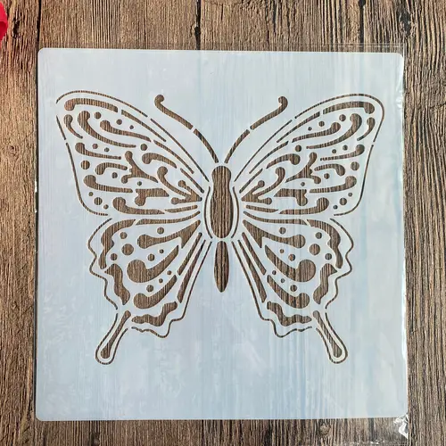 Molde de mandala de mariposa DIY para pintar plantillas, estampado álbum de fotos, tarjeta de papel en relieve en madera, tela, pared, 20x20 cm