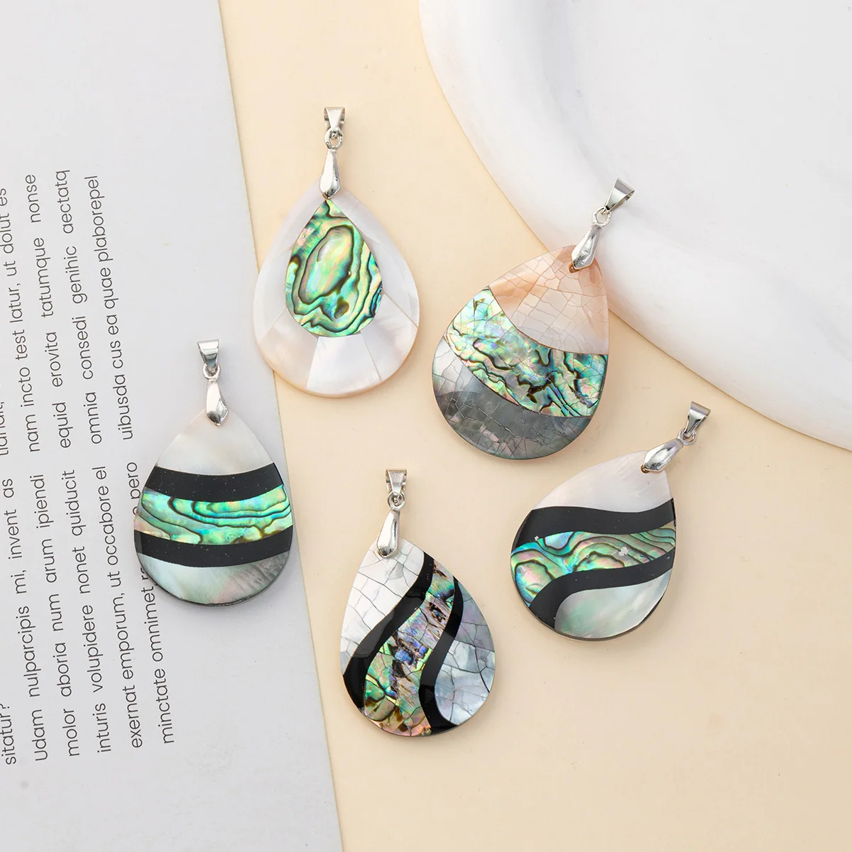 Natural Abalone Shell Artistic Pendants Drop Shape Shell Charms for Vintage Jewelry Making Diy Necklace Earring Reiki Heal Gifts