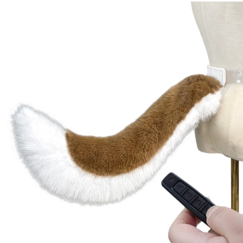 Remote Control Tail Furry Wagging Electric Cats Wolf Foxes Tail Moving Plush Costume Tail for Role Play Parties and Stage Show