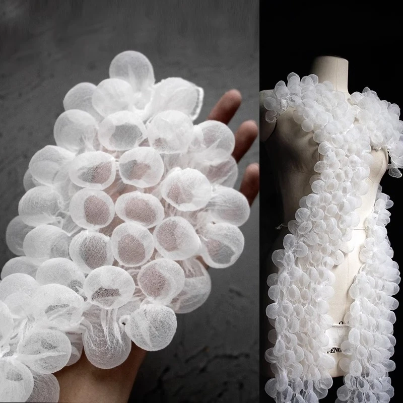 Foam-shaped heat-set bubble fabric  Transparent three-dimensional concave-shaped lace  Clothing designer fabric