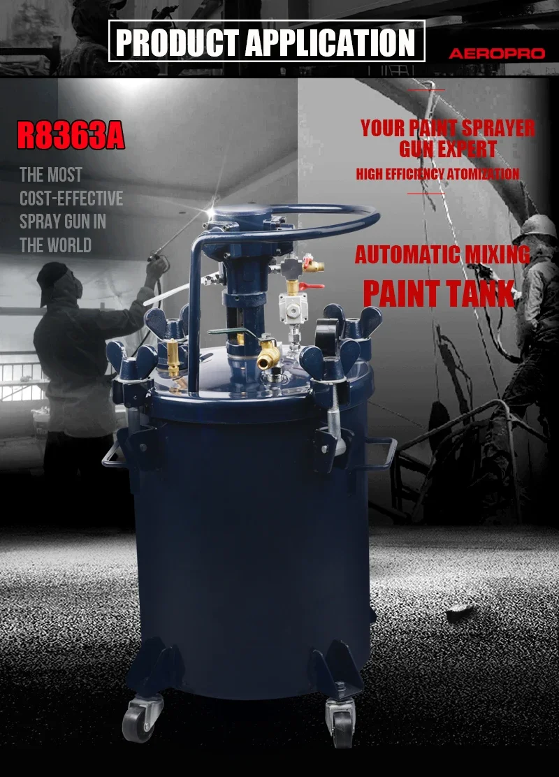 Aeropro r8363a 20 litros multi-cor máquina de pintura tanque de pressão de pintura com pistola de pulverização ferramenta de revestimento pneumático para parede