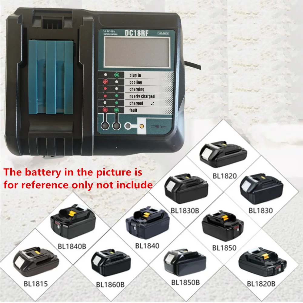 

NEW 3.5A LCD display battery charger for Makita Li-ion battery 14.4V/18V BL1430 BL1815 BL1830BL BL1840 BL18501860B With USB Port