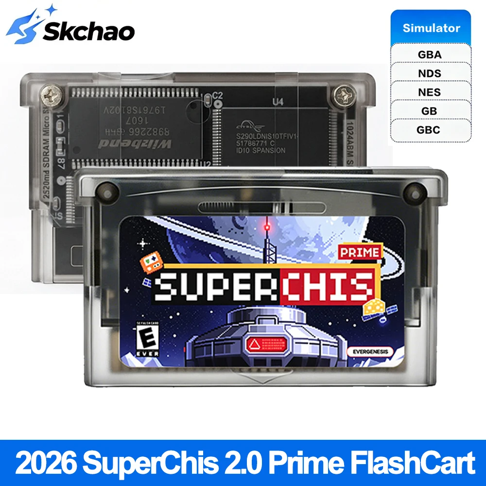 2026 New 2.0 SuperChis Prime GameCart SDRAM NOR Flash SuperFW Version for GBA/GBA SP/NDS/GB Player Chiscart Game Cartridge
