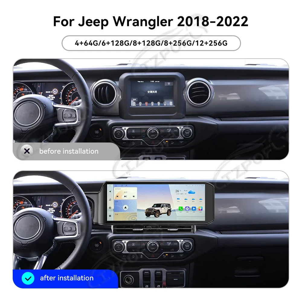 

Lizpofly Upgrade 15" Car Radio For Jeep Wrangler 2018–2022 with Wireless Carplay&Android Auto, Touchscreen & GPS Navigation