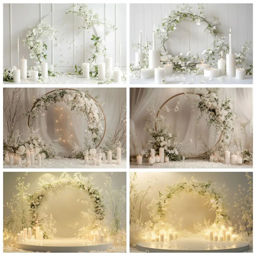 

Wedding Photography Backdrop Flowers Arch Stand Candle Bridal Shower Bride Art Portrait Photocall Background Decor Photo Studio