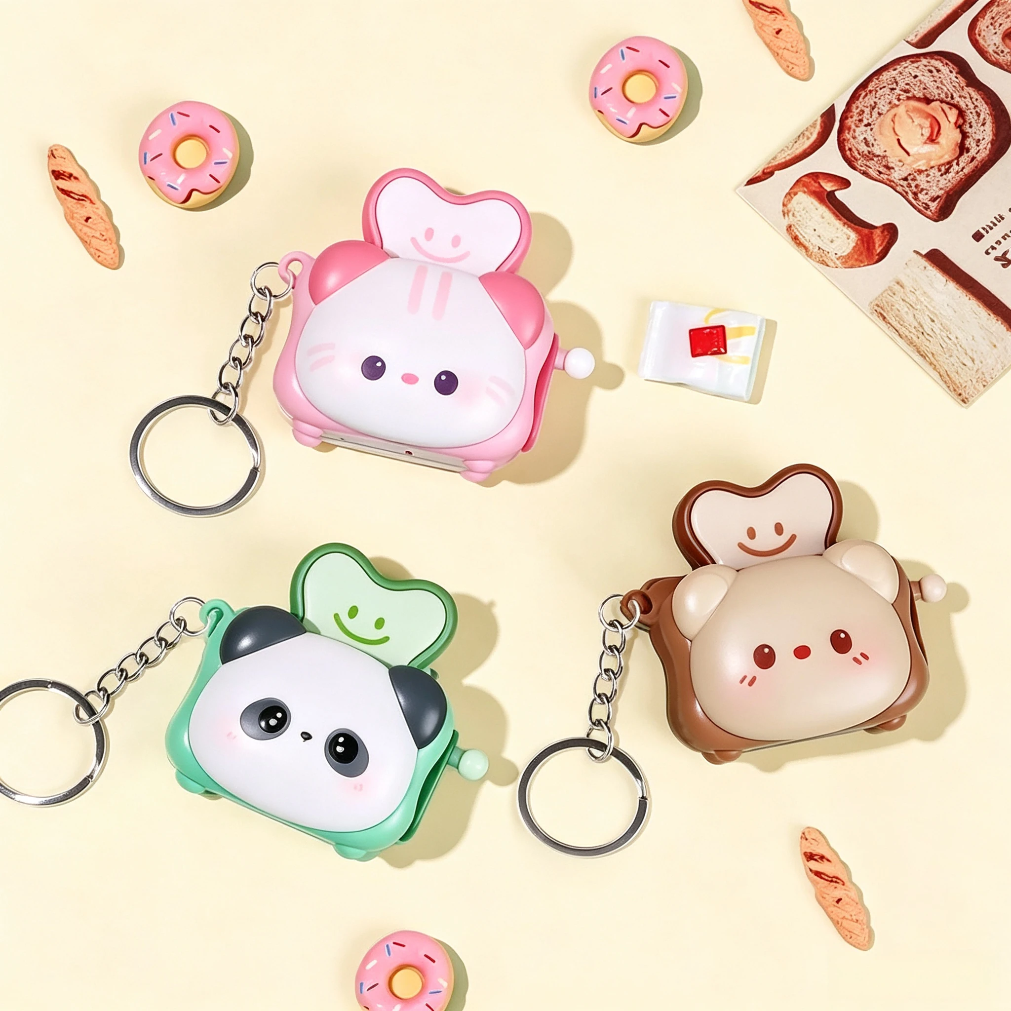 Photography Jokes - Cute Animal Pop‑Up Toaster Fidget Keychain