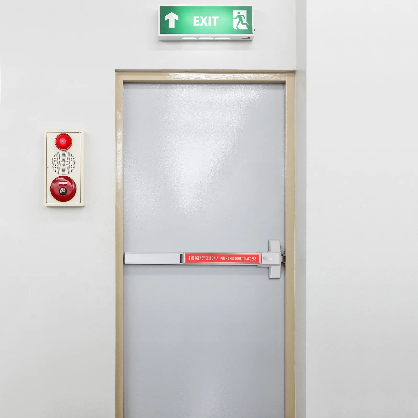 Hardware comercial de bloqueio de saída de aro à prova de fogo, barra de pressão de saída prateada de 65cm, fechadura de emergência de segurança contra incêndio com chaves-montagem de porta moderna