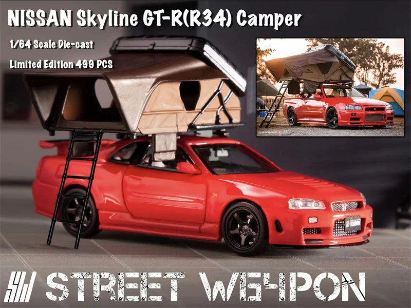 

Street Weapon 1:64 Skyline GT-R R34 Camper red limited499 Diecast Model Car