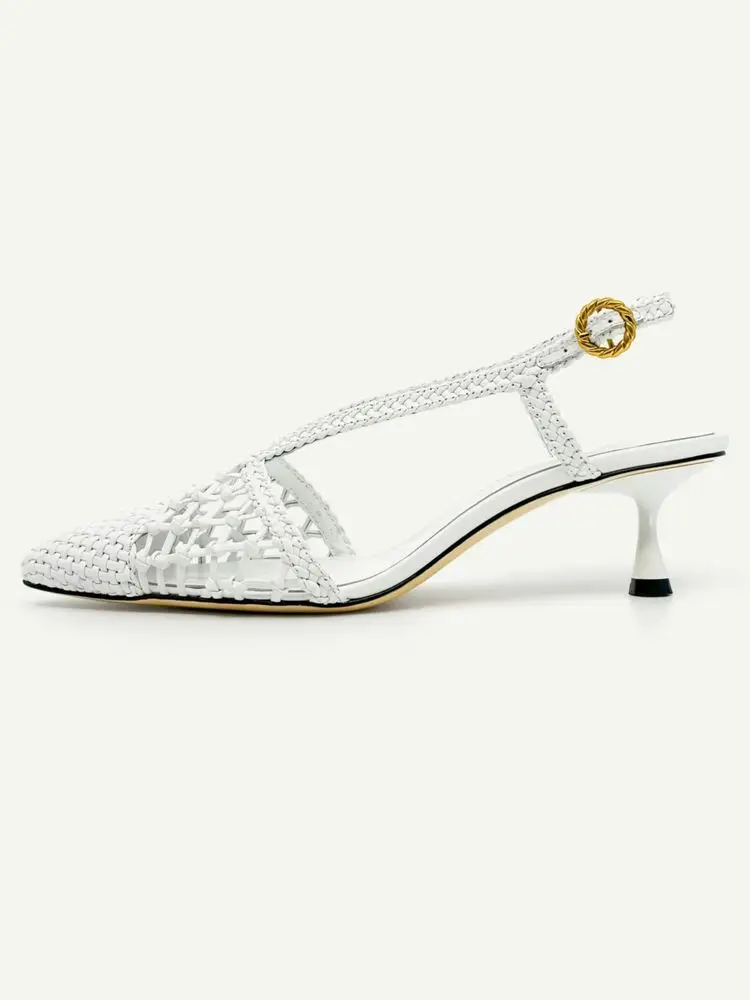 

Новинка лета 2024, женские полые сандалии на высоком каблуке-шпильке, модные женские большие сандалии Мэри Джейн с острым носком, 34–4