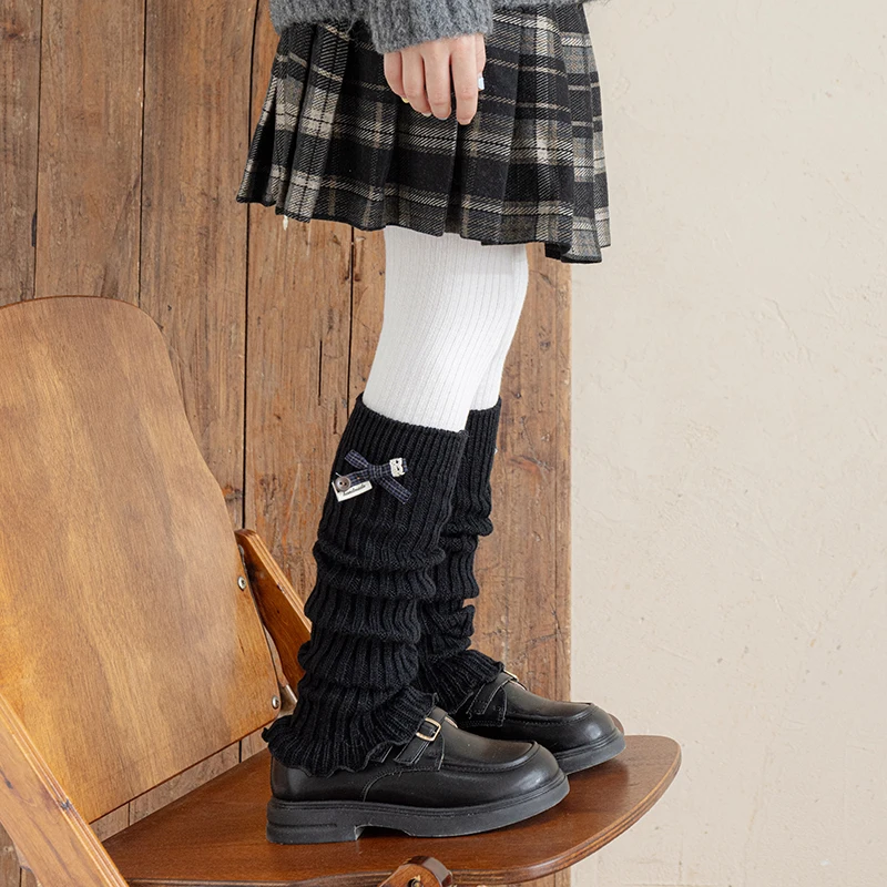 Lovely Girls Daily Wear Sock Covers Delicate Vertical Stripe Design Classic Plaid Bow Adorable Button Accent Breathable Stretch
