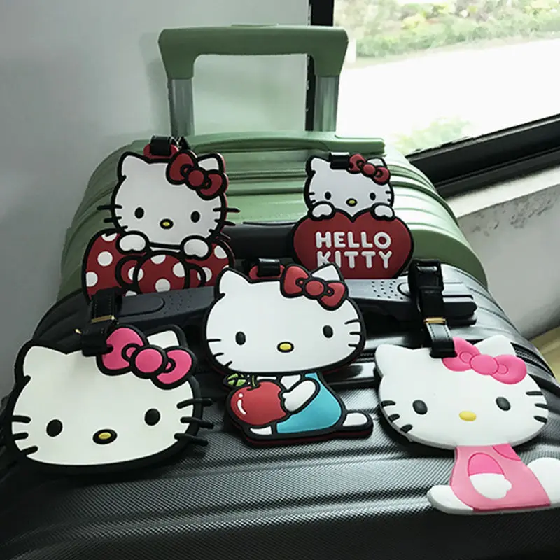 Sanrio Kawaii Hello Kitty Luggage Tag Cartoon Cute Travel Essentials Suitcase Anti-lost Consignment Card Anime Student Bag Tag