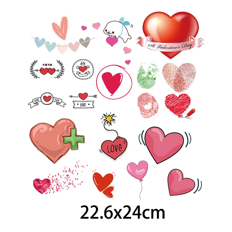 Lovely Heart Heat Transfer Love Shape Washable Iron-on Transfers for T-Shirt Children Gift DIY Clothes Stickers