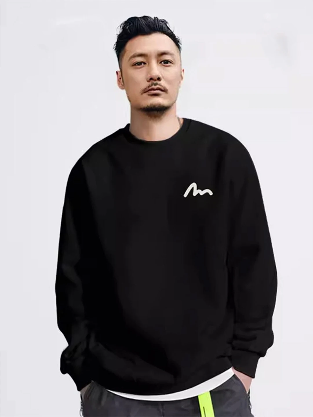 Hong Kong Trendy Brand Simple Color Round Ne Sweatirt Men's Base Irt Women's Spring Autumn Pure Cotton Long Sv...