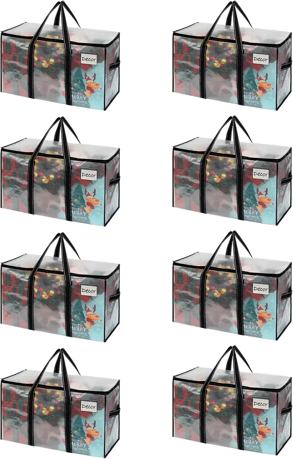 

8-Pack Clear Large Storage Bags with Lids for Christmas Decor, Moving, and Organization