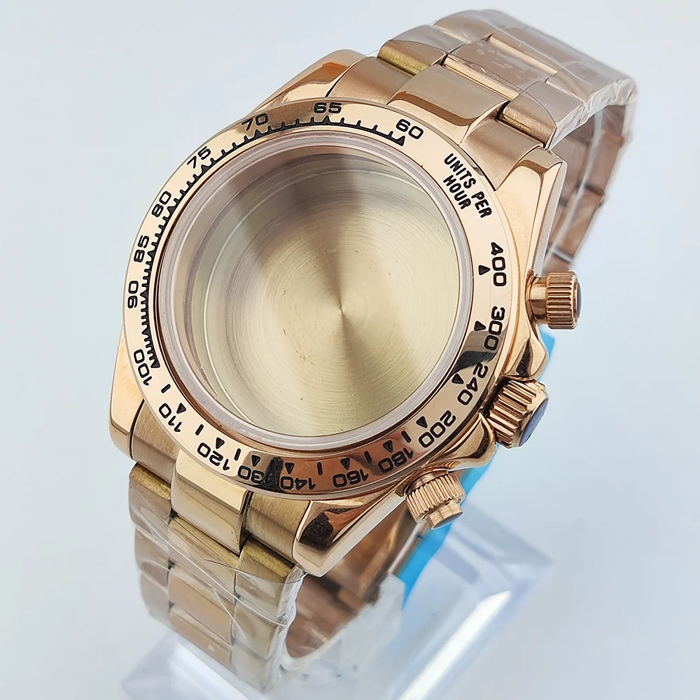 39 مللي متر ساعة حافظة VK63 حافظة الياقوت الزجاج 904l الفولاذ المقاوم للصدأ مقاوم للماء حافظة ساعة رجالي فاخرة يناسب 29 مللي متر حافظة الطلب