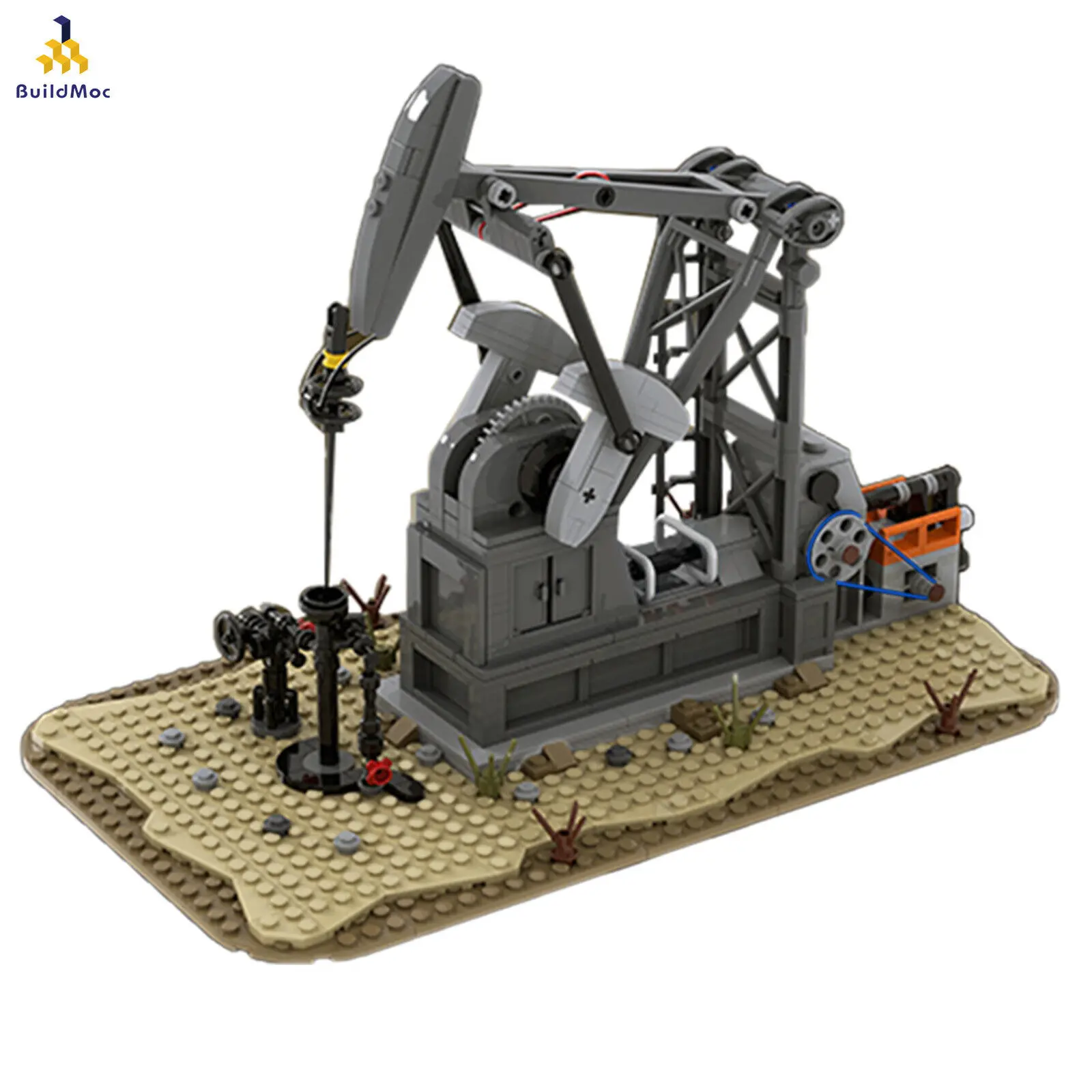 Functioning Oil Pump Jack Oil Derrick 474 Pieces Building Toys Set MOC Build