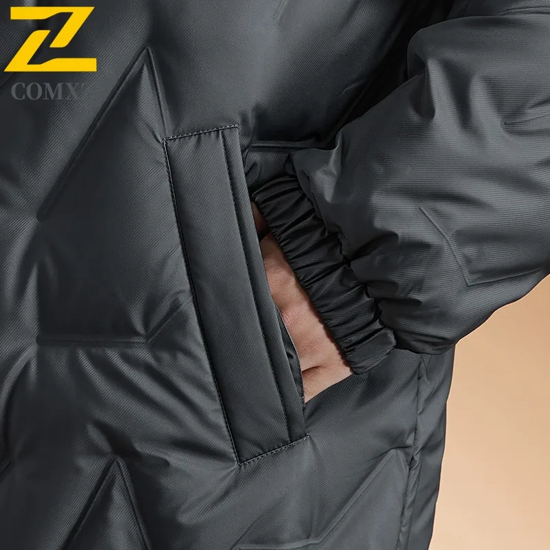 COMXZ Mens Down Jacket Leisure Stand Collar Outdoor Cycling Windproof Warm Parka Korean Fashion Cold Resistant Winter Coats
