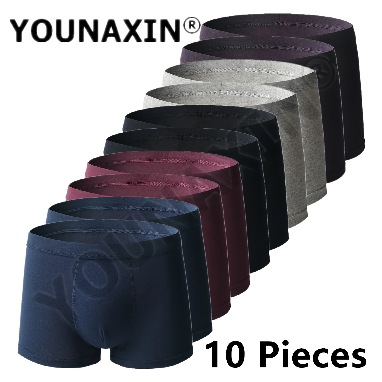 YOUNAXIN 10 Pcs Men\'s Underwear Plus Bigger Cotton Large Size Undies Boxer Shorts Solid Underpants L XL 2XL 3XL 4XL 5XL 6XL