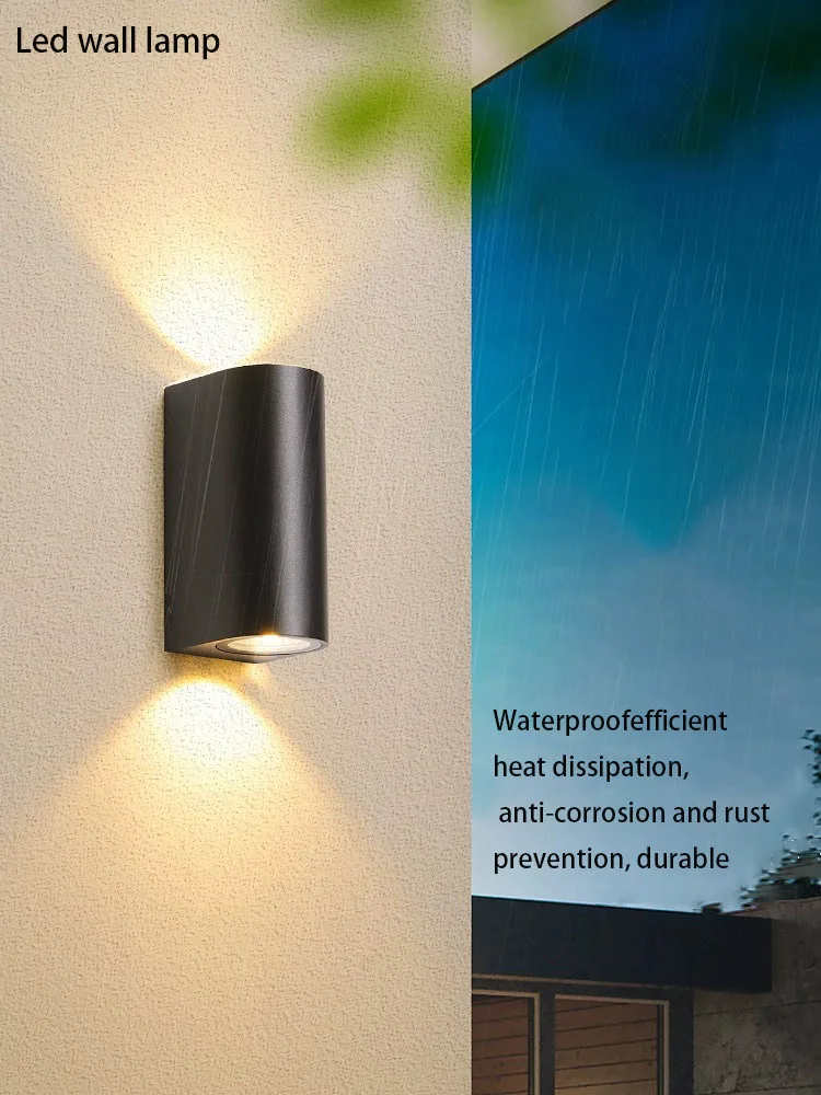 Lámpara Led de pared impermeable para exteriores, luz IP65 para jardín, patio, escalera, balcón, dormitorio, mesita de noche, accesorio de iluminación negro