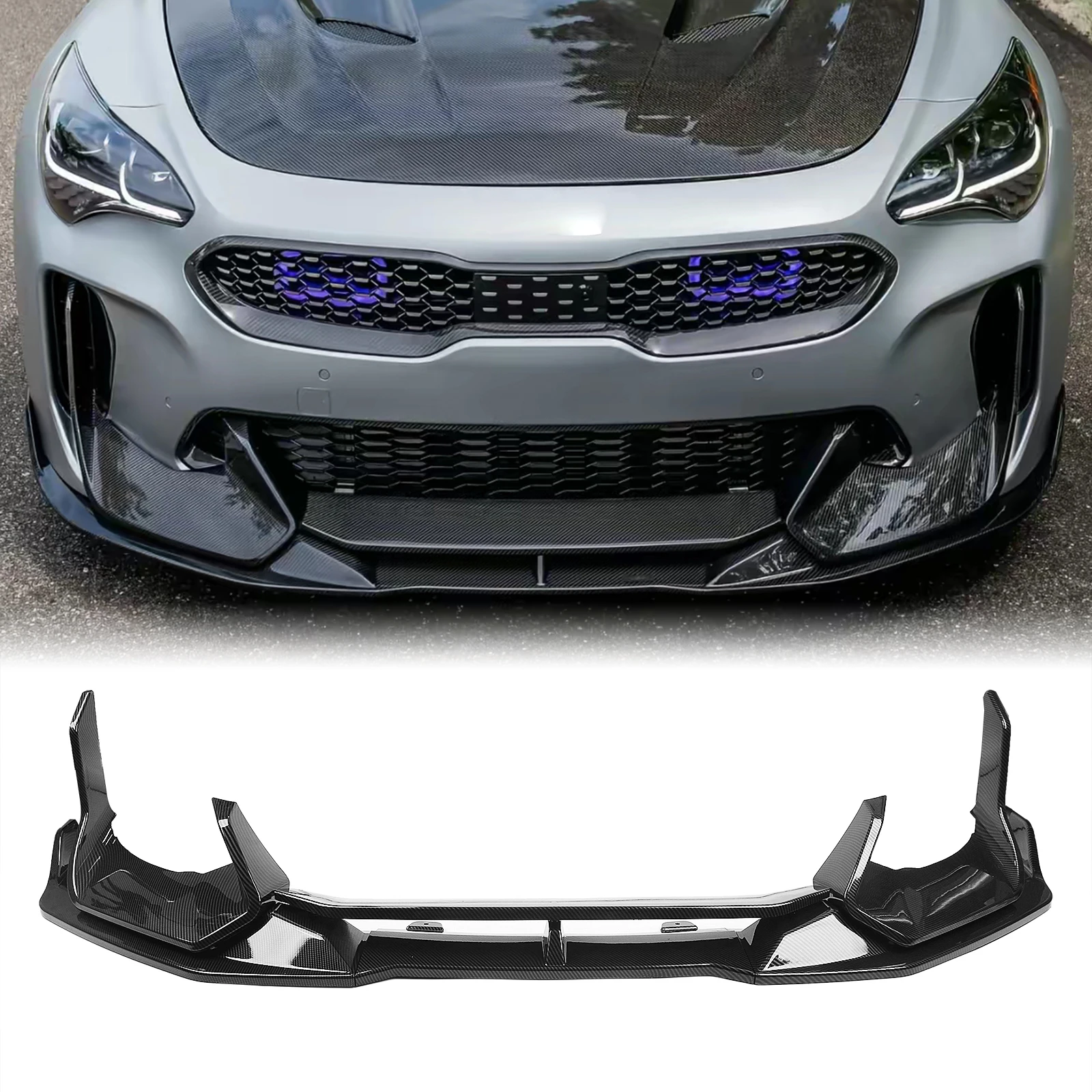Przedni spojler zderzaka, dolna listwa, boczny wlot powietrza, osłona ramy, splitter, osłona narożnika do KIA Stinger GT AD 2018-2023