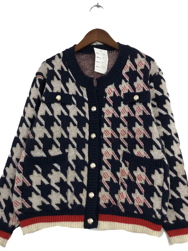 빈티지 스몰 니트 울 카디건 코트 레트로 다용도 겨울 스웨터 롱 슬리브 브이넥 싱글 브이...