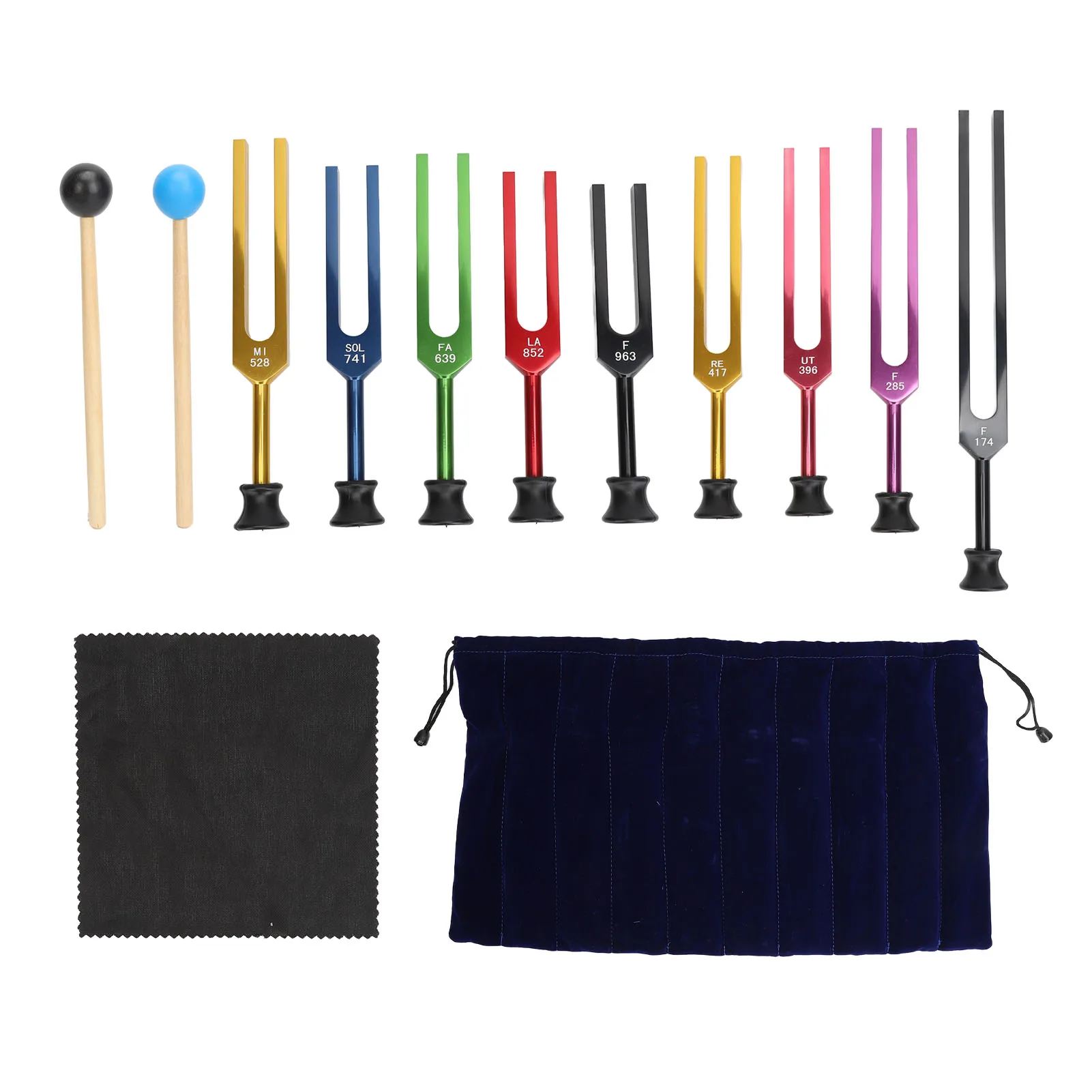 Ensemble de diapasons en alliage d'aluminium, diapason résonant à longue durée de vibration avec marteau pour la guérison