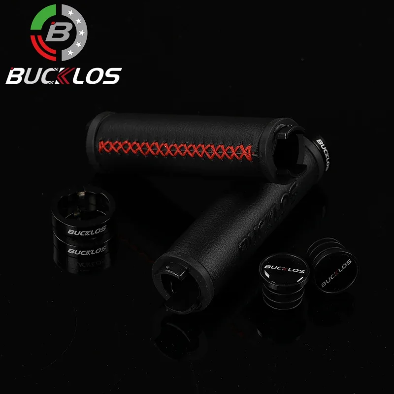 BUCKLOS Handlebar Grip Lonk Ring Mountain Bike Grips Ultralight Leather MTB Grips Non-slip Bicycle Grip Cover Bike Part